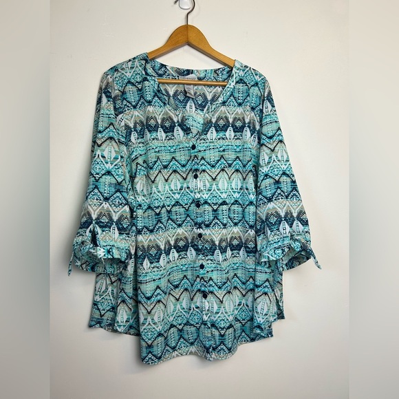 Catherine’s Plus Sz 18-20 Sheer Shiffon Blouse Top Blue Comfortable  Lightweight - Picture 1 of 10